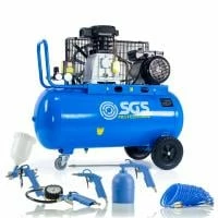 SGS 90 Litre Belt Drive Air Compressor & 5 Piece Tool Kit - With FREE Oil